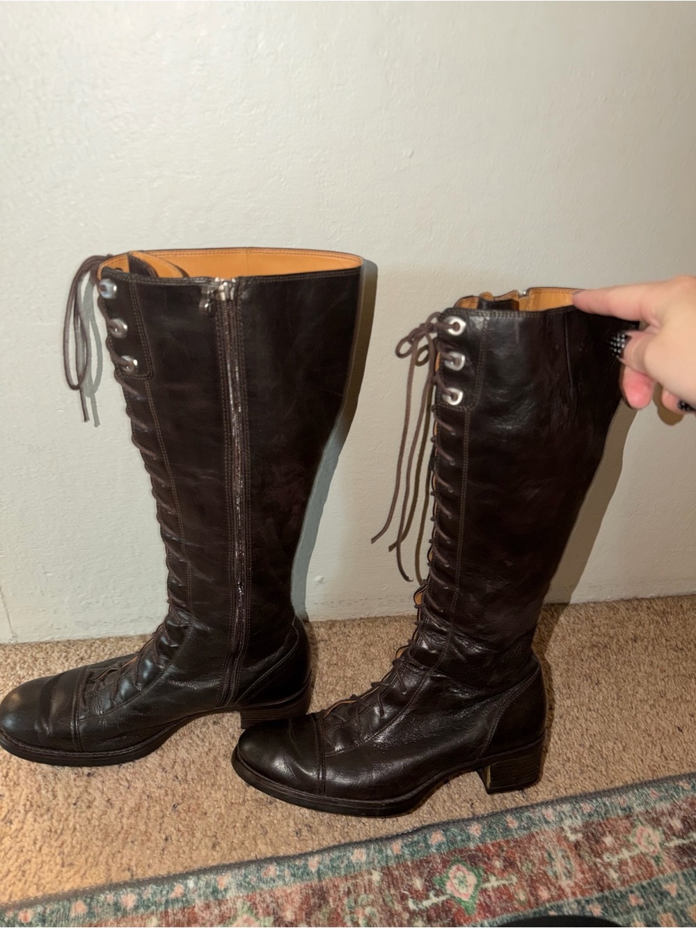 Vintage Rockport Women's Dark Brown Lace-Up Knee Boots